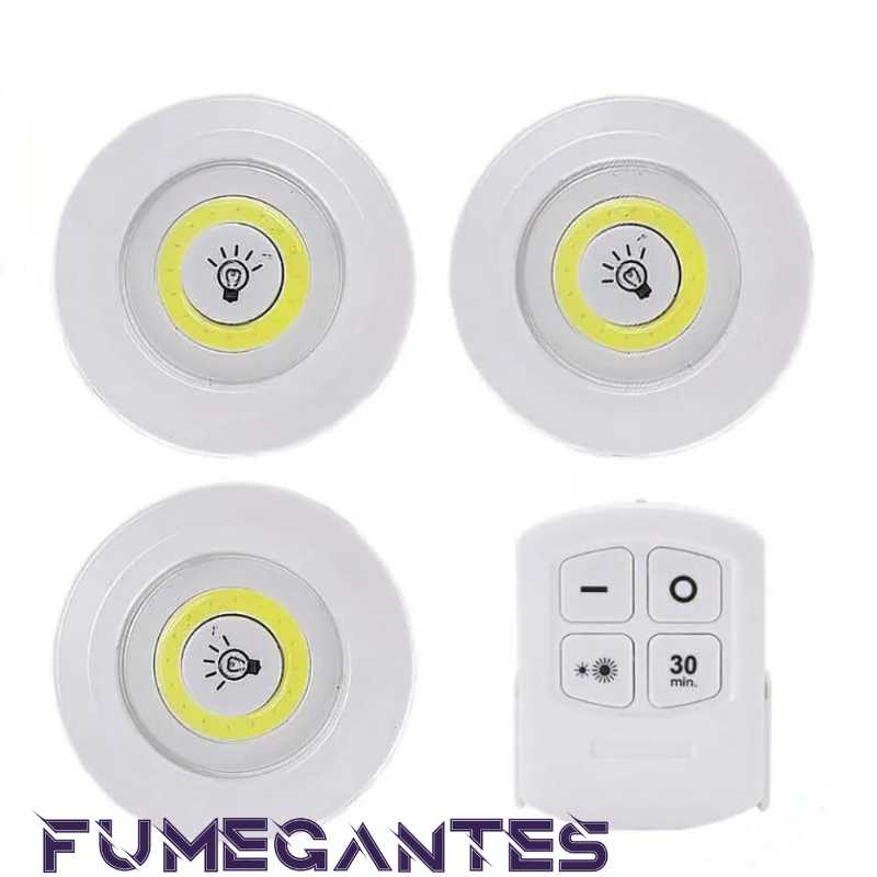 Kit 3 Lâmpada Luminária Led Spot - Sem fio c/ controle remoto