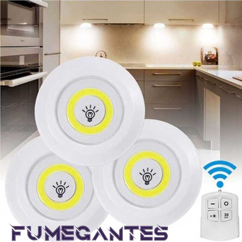 Kit 3 Lâmpada Luminária Led Spot - Sem fio c/ controle remoto